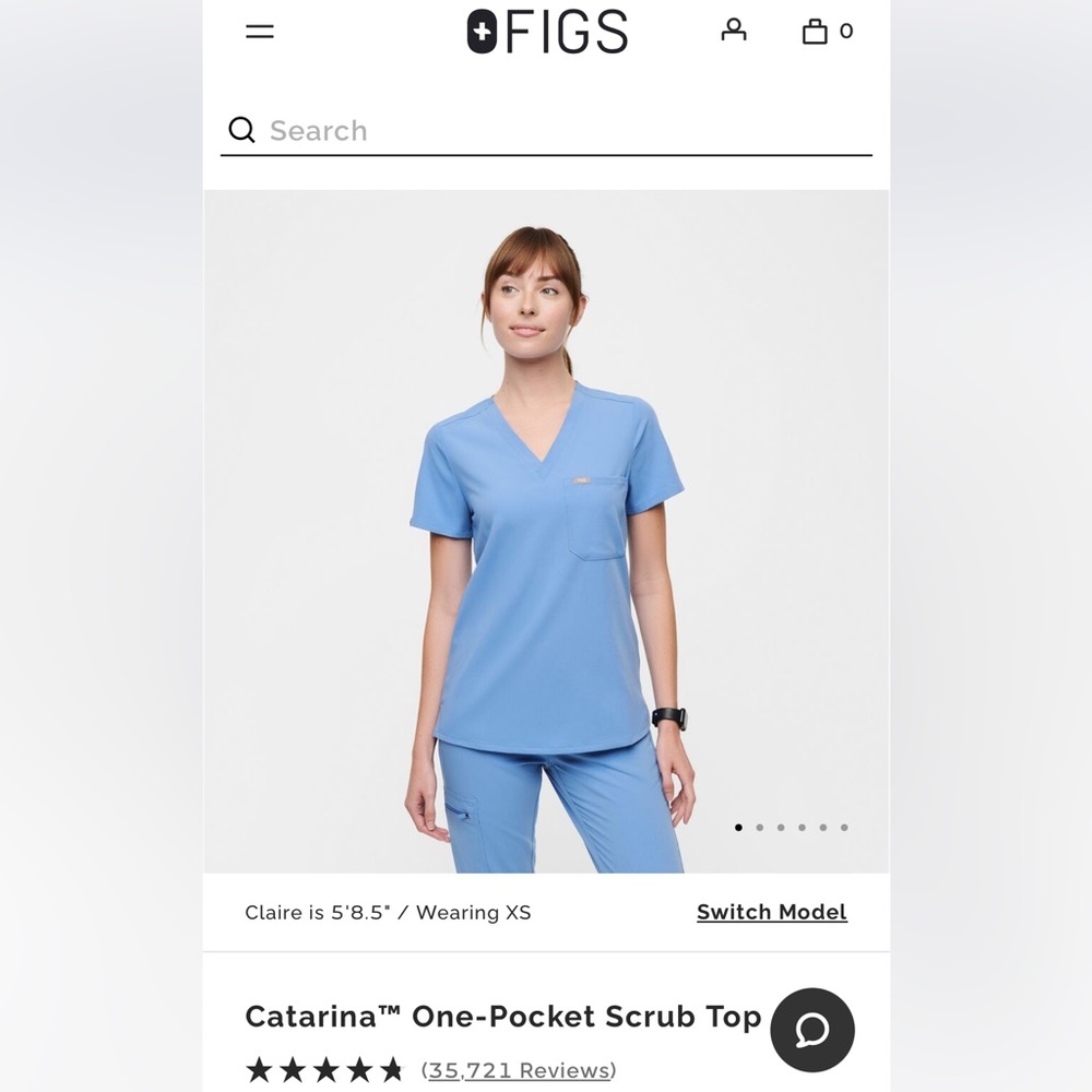 Figs one pocket scrub top. Seal blue. Size small. Used.